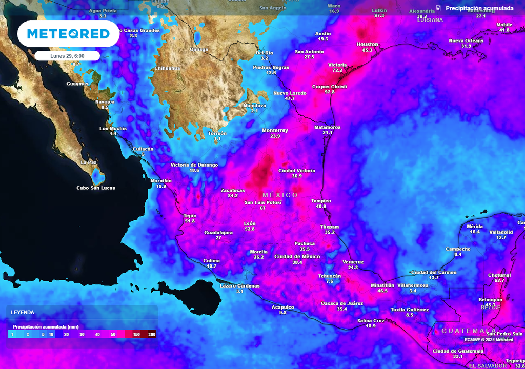 Acumulados de lluvia en milímetros Acumulados de lluvia en milímetros