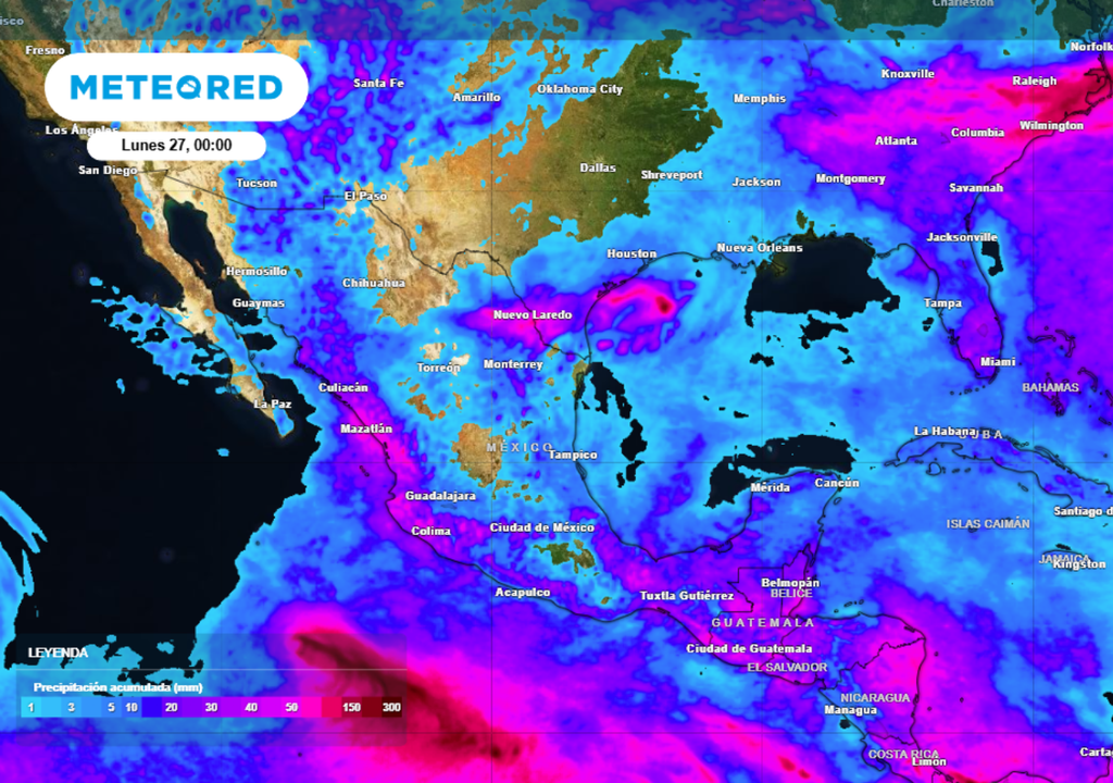 LLuvias Pronóstico de lluvia acumulada para este fin de semana en México.