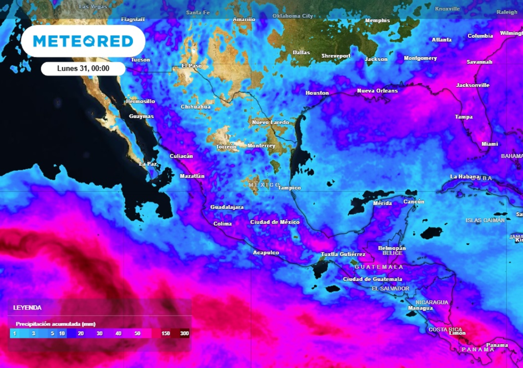 LLuvia Pronóstico de lluvia acumulada para las próximas 96 horas en México.