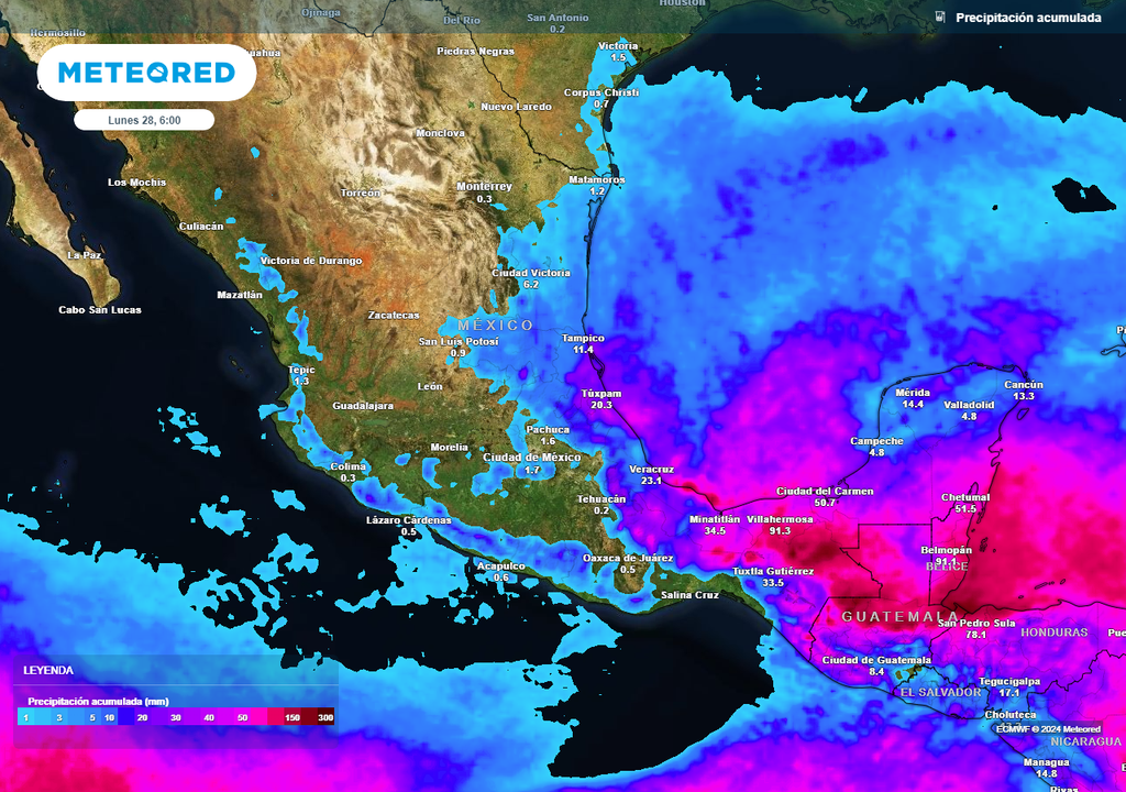 Pronóstico de lluvia acumulada en milímetros Pronóstico de lluvia acumulada en milímetros