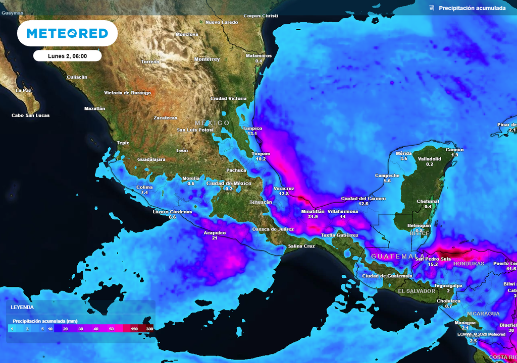 Lluvias y tormentas dispersas se prevén en el oriente, sureste, sur y parte del centro con granizadas, además de nieve en volcanes.