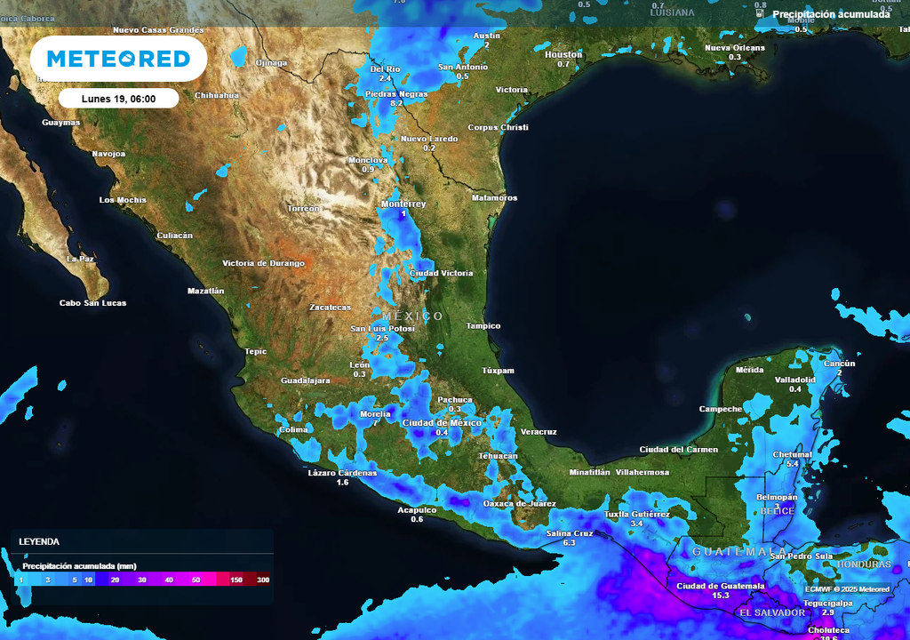 Pronóstico de lluvias acumuladas en milímetros