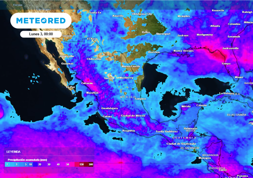 LLuvia Pronóstico de lluvia acumulada para las próximas 96 horas en México.