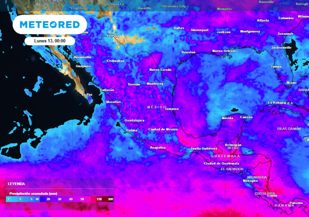 LLuvia Pronóstico de lluvia acumulada para las próximas 96 horas en México.