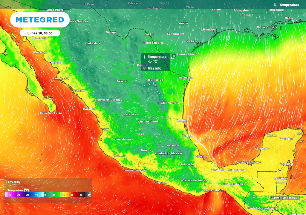 Pronóstico de temperaturas en grados Celsius