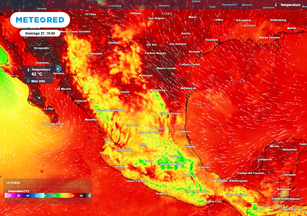 Pronóstico de temperaturas en grados Celsius
