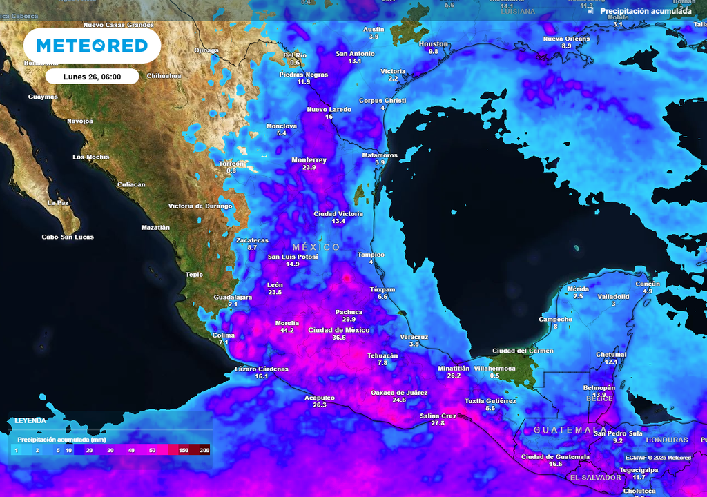Pronóstico de precipitación acumulada en milímetros Pronóstico de precipitación acumulada en milímetros