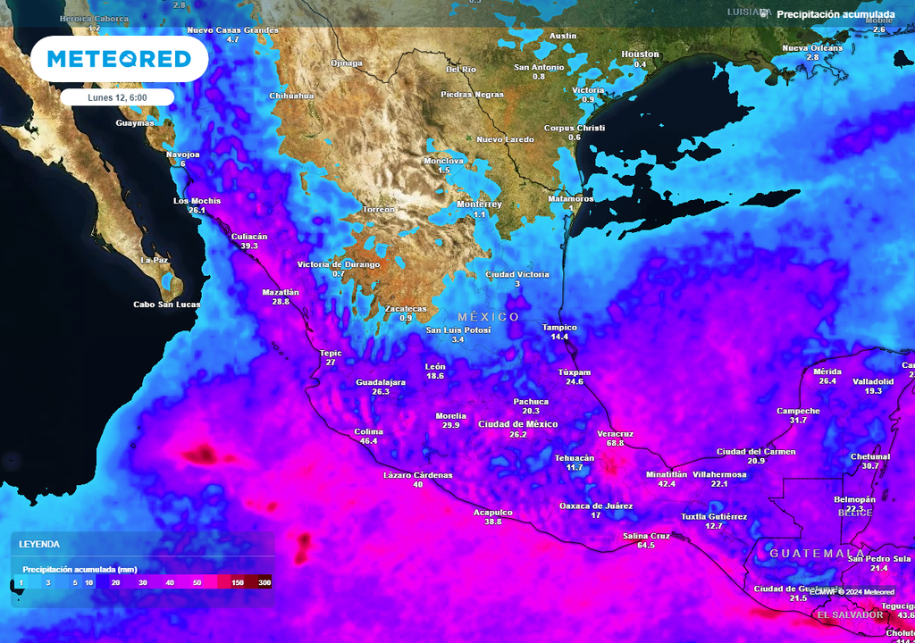 Acumulado de lluvias en milímetros