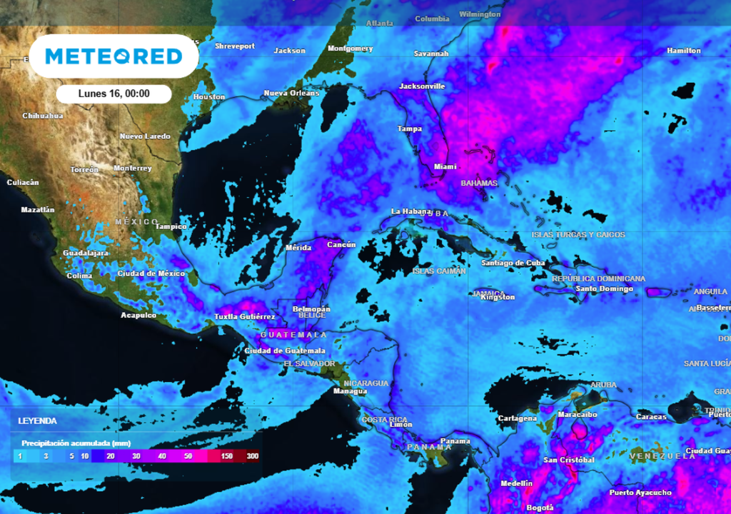 Pronóstico de lluvia acumulada para los próximos días en México.