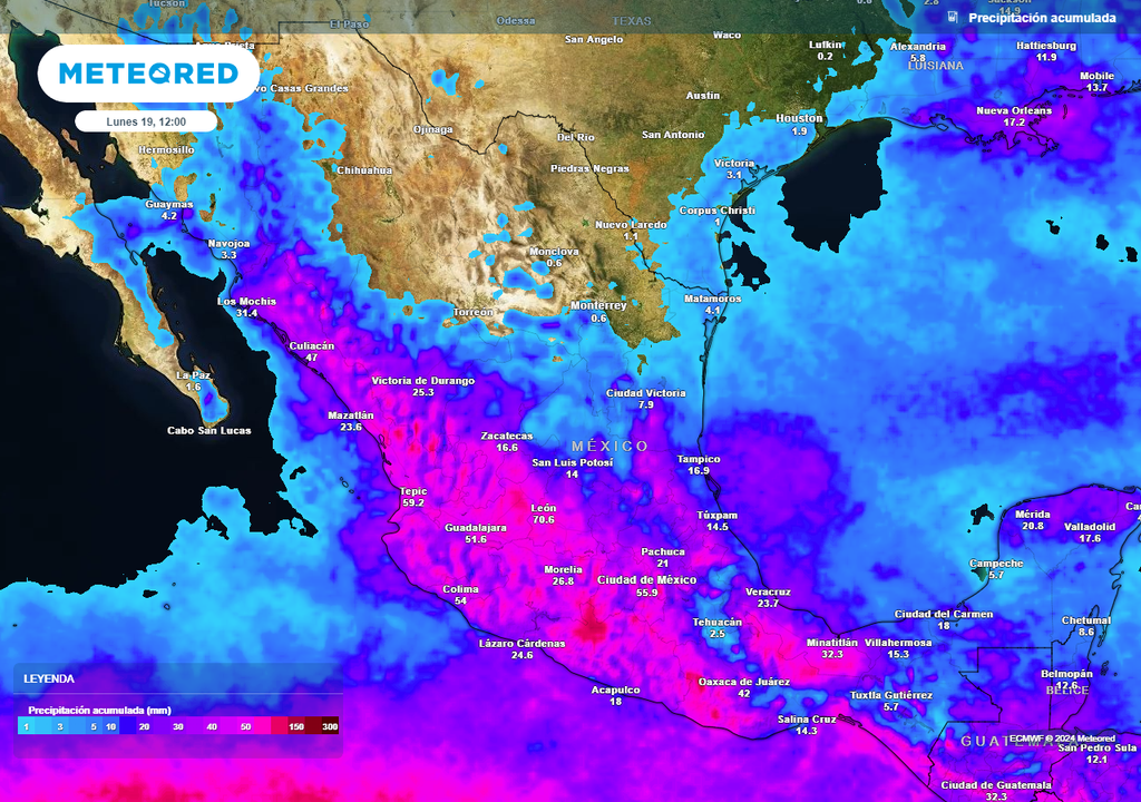 Pronóstico de cumulado de lluvias en milímetros