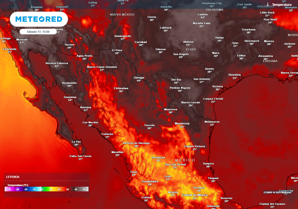 Temperaturas pronosticadas en grados Celsius