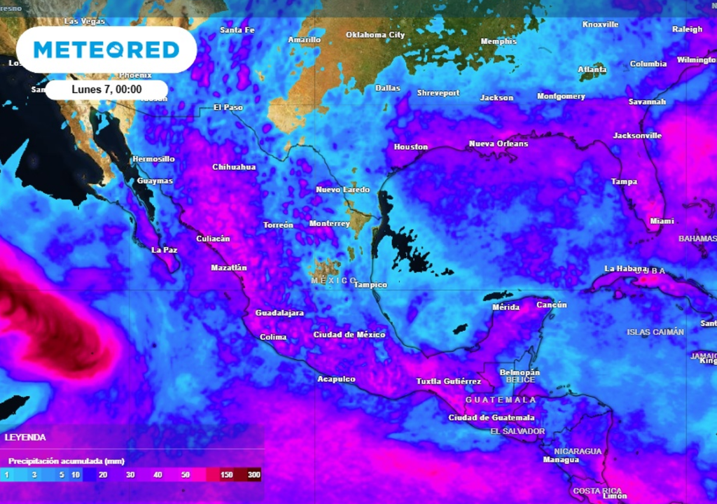 Lluvia Pronóstico de lluvia acumulada para las próximas 96 horas en México.