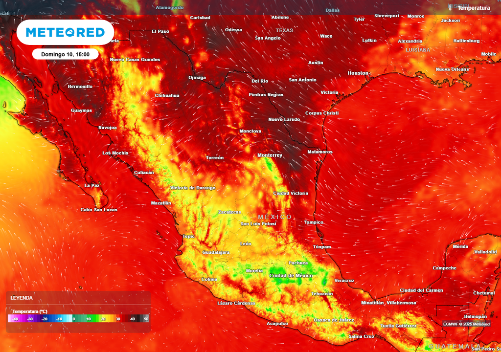 Pronóstico de temperaturas en grados Celsius