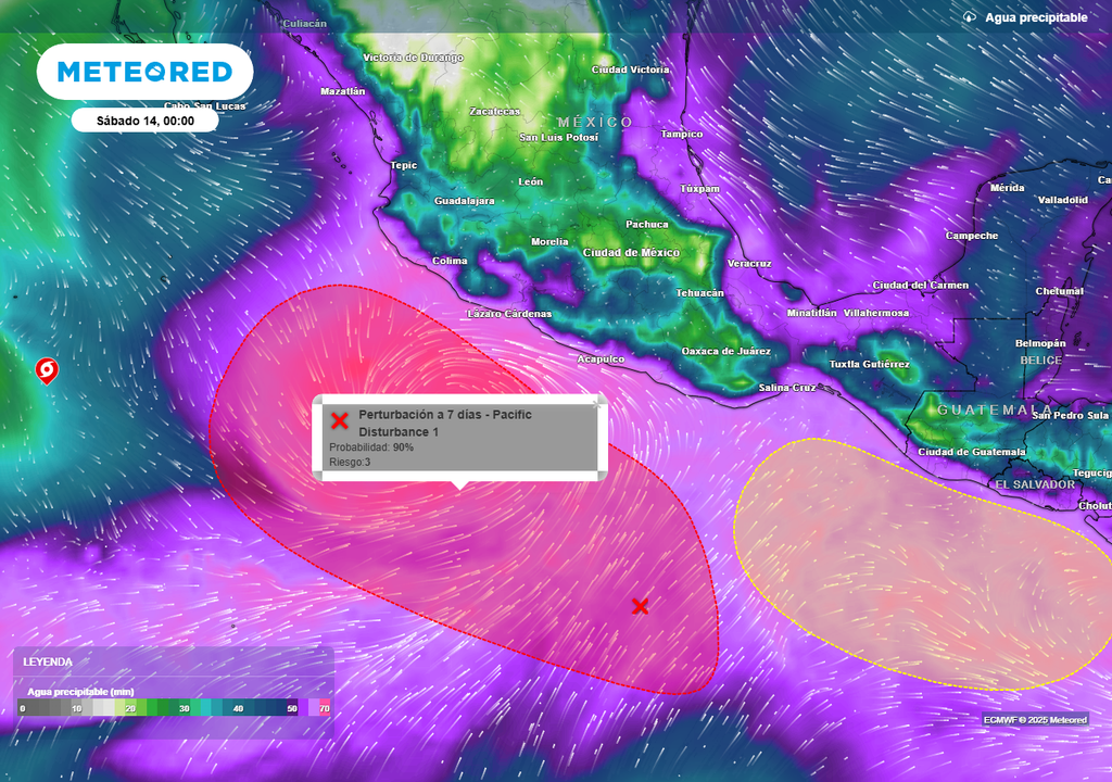 Pronóstico de agua precipitable en milímetros Pronóstico de agua precipitable en milímetros