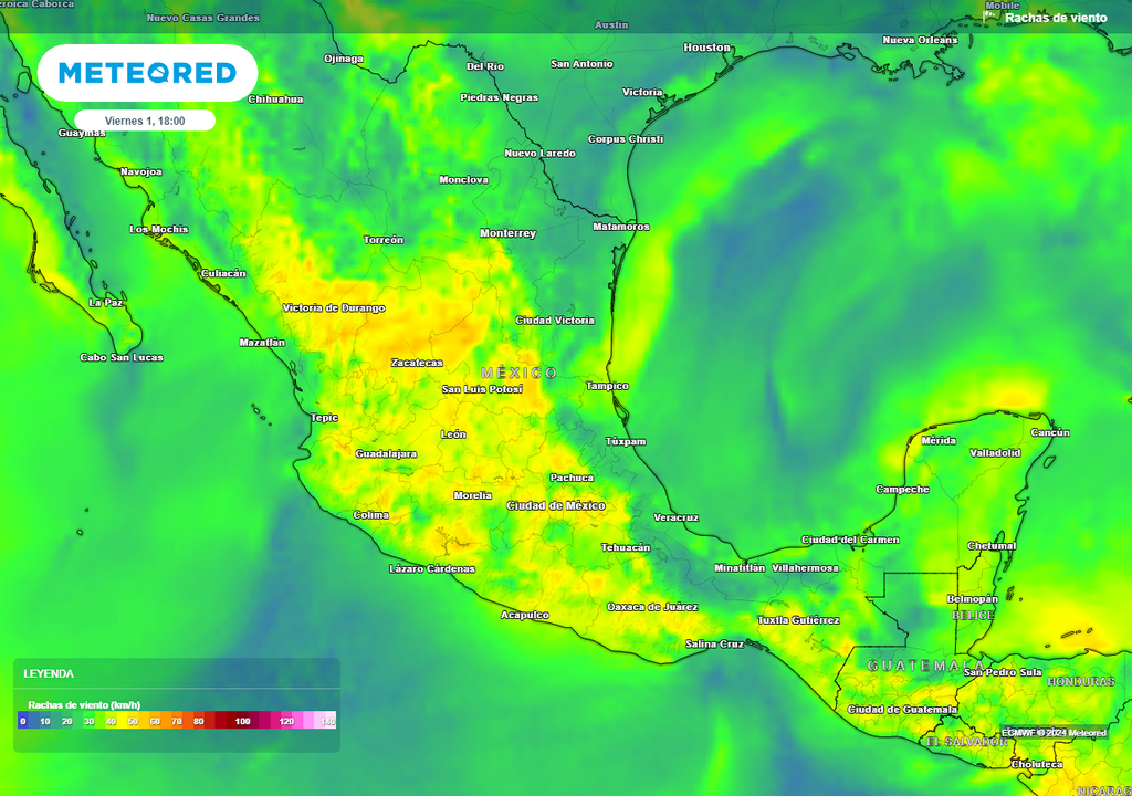 Ráfagas de viento en km/h Ráfagas de viento en km/h