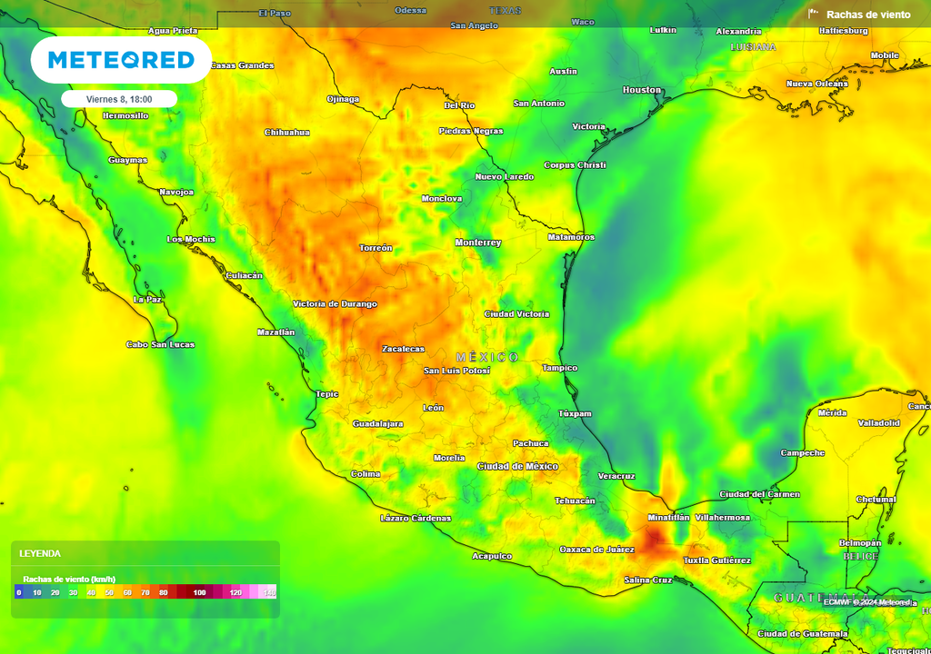 Ráfagas de viento en km/h Ráfagas de viento en km/h