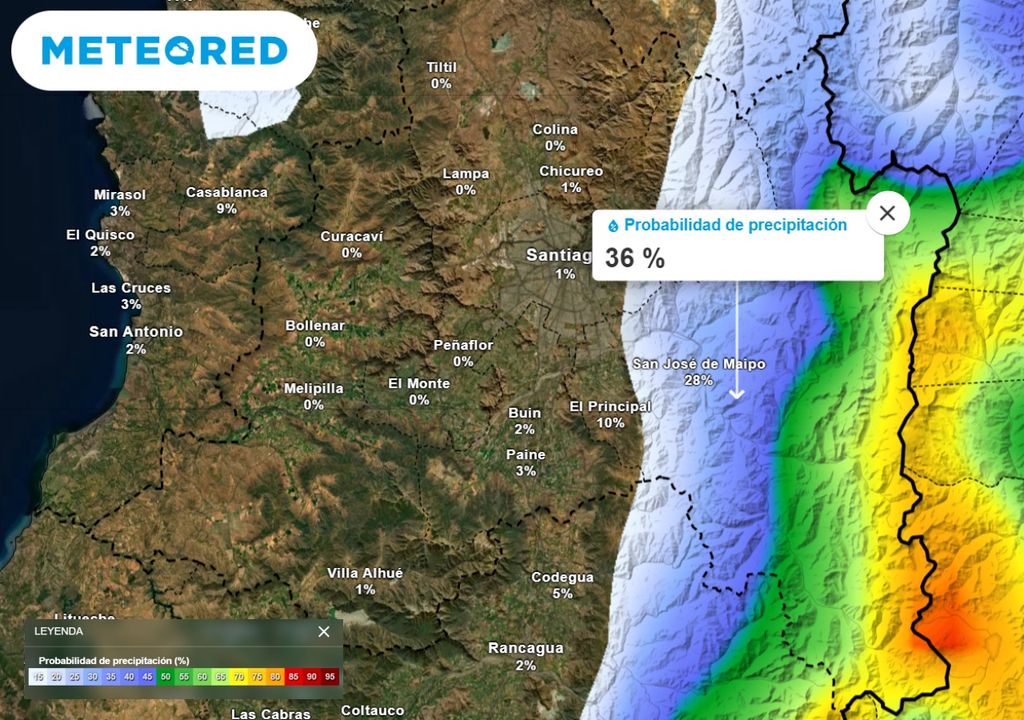 Probabilidad de precipitación ECMWF Santiago de Chile