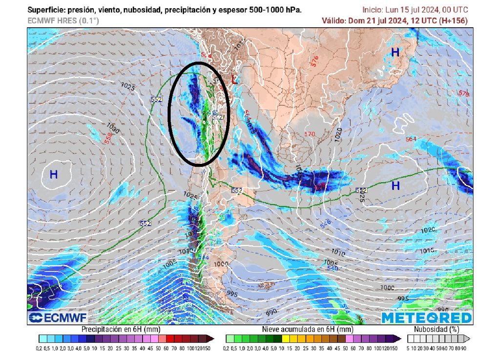 Precipitación, nieve y nubosidad ECMWF