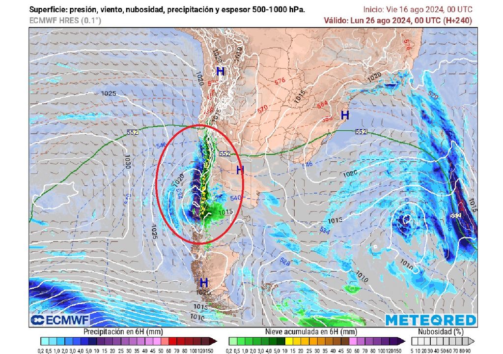 Precipitación, nieve y nubosidad ECMWF