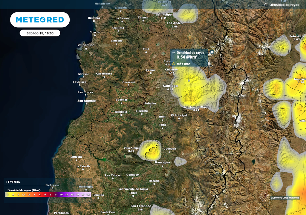 Tormentas eléctricas, Santiago, Meteored Chile