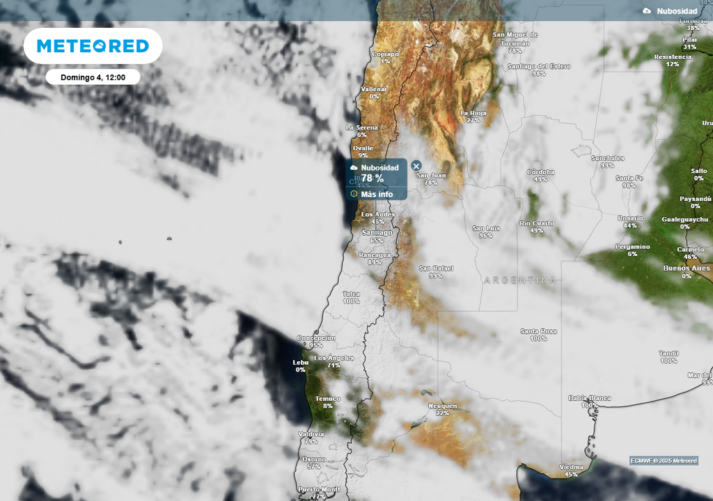 Nubosidad, Santiago de Chile, Meteored