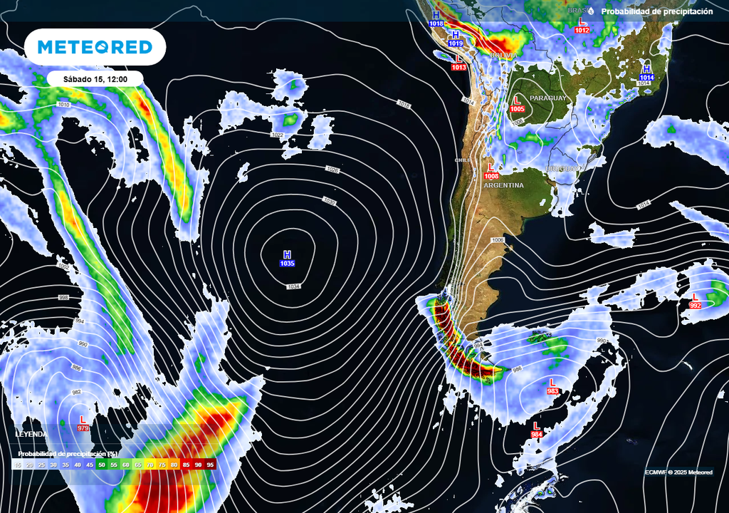 Isobaras, alta de bloqueo, Chile, Meteored, Santiago