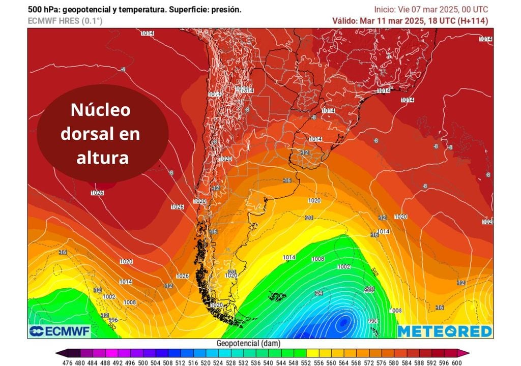 Dorsal cálida en altura, pronóstico martes 11 de marzo, Meteored Chile