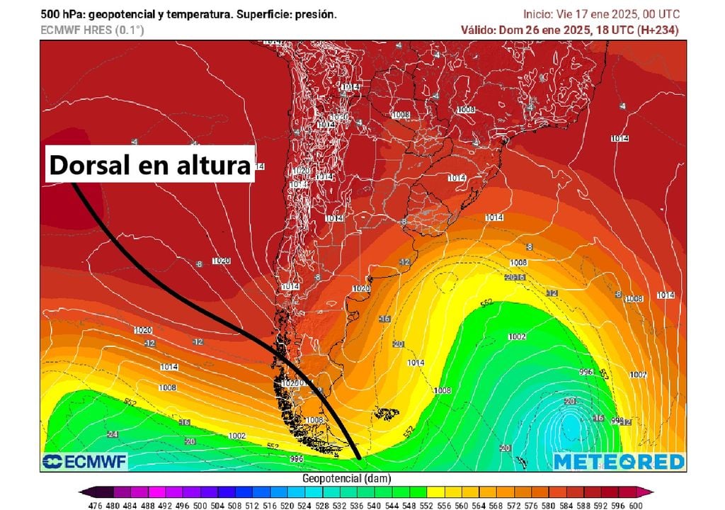 Pronóstico del tiempo, dorsal en altura, domingo 26 enero 2025, Santiago, Chile