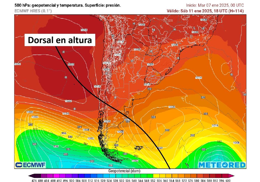 Altura geopotencial y temperatura en 500 hectopascales ECMWF Altura geopotencial y temperatura en 500 hectopascales ECMWF
