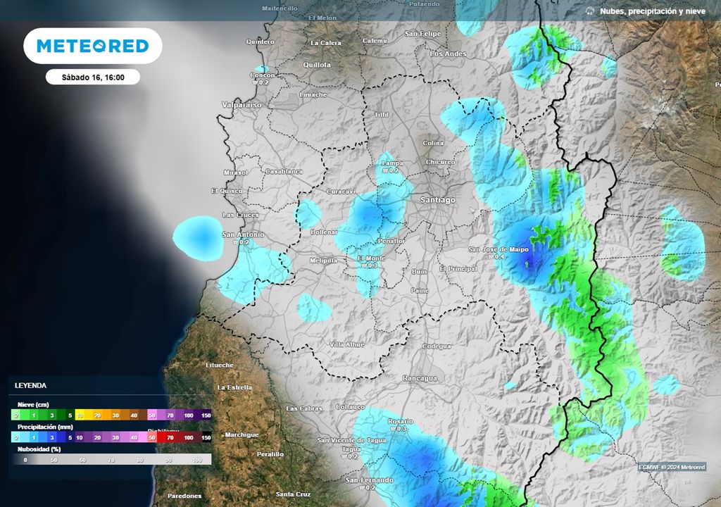 precipitaciones previstas según el modelo del ECMWF