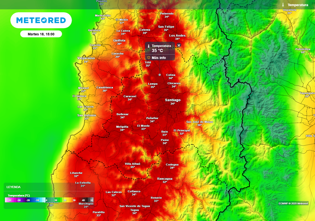 Temperatura máxima martes 18 de marzo 2025 en Santiago, Meteored Chile Temperatura máxima martes 18 de marzo 2025 en Santiago, Meteored Chile