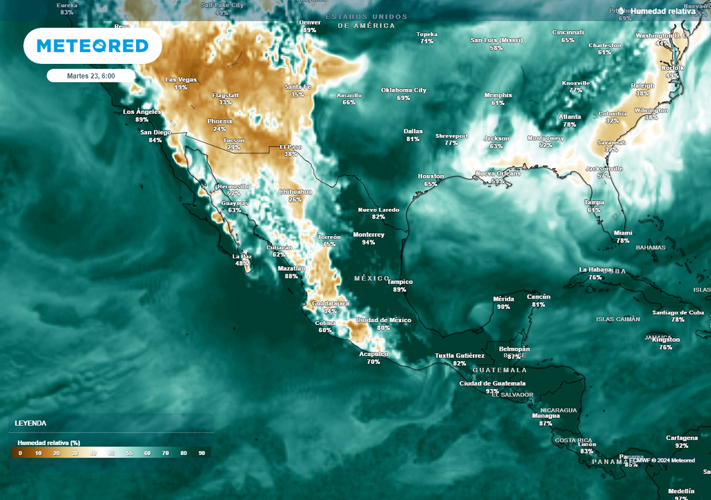 Humedad relativa: más humedad en México