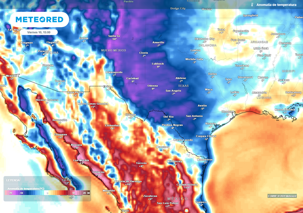Anomalía de temperaturas. Nuevo frente frío
