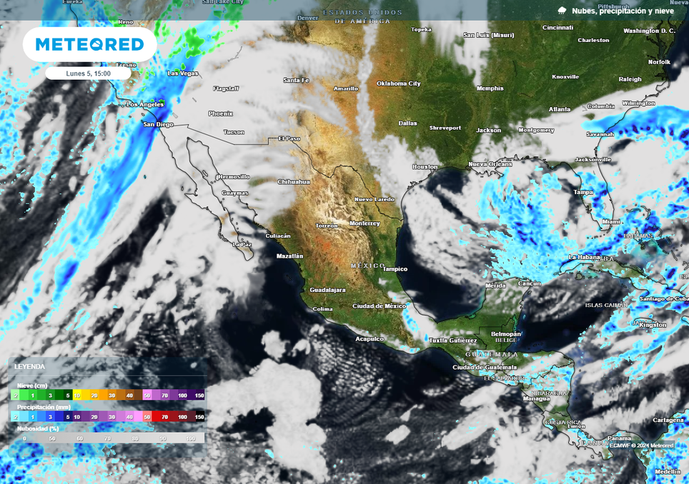 Nubosidad, viento y precipitaciones en México