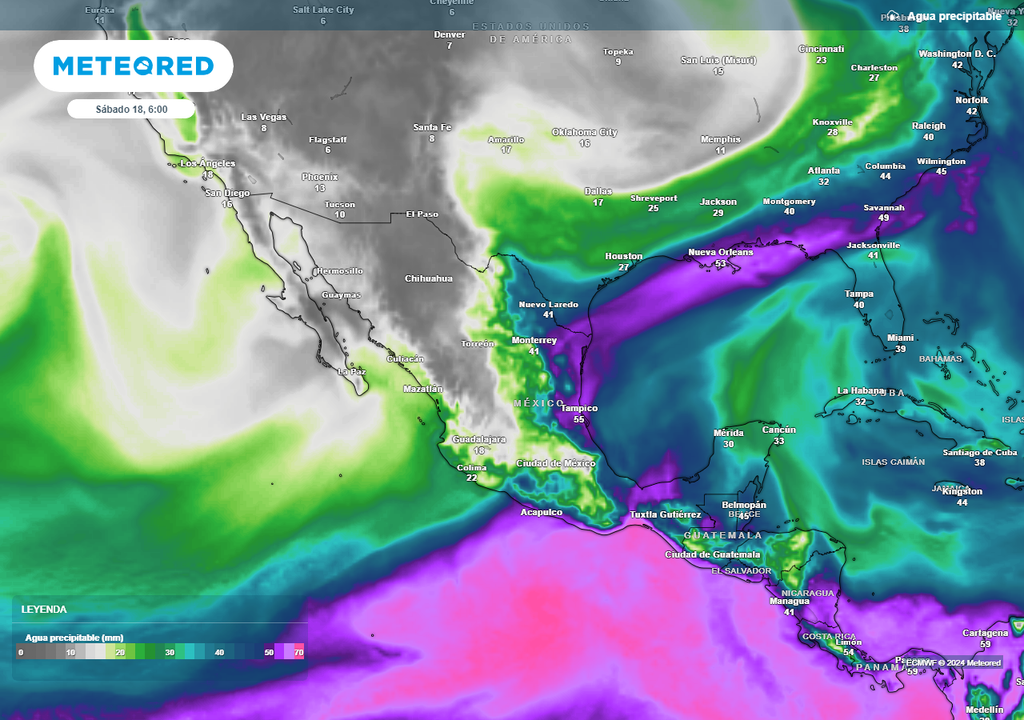 Agua precipitable: gran cantidad de humedad llegará a México