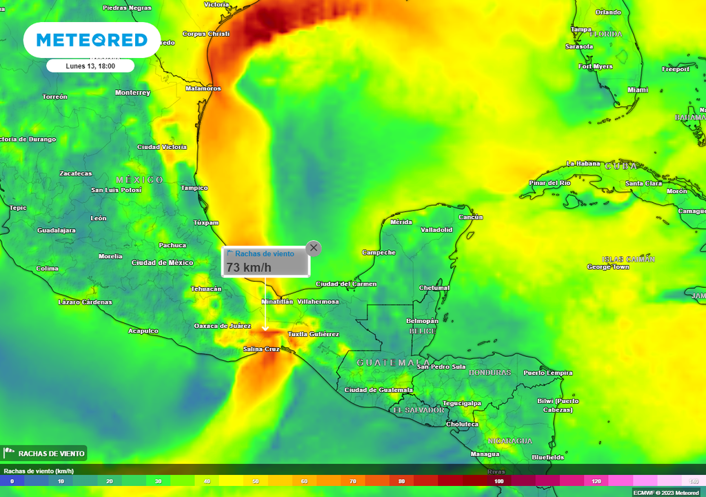 Modelo ECMWF - Ráfagas de viento en km/h