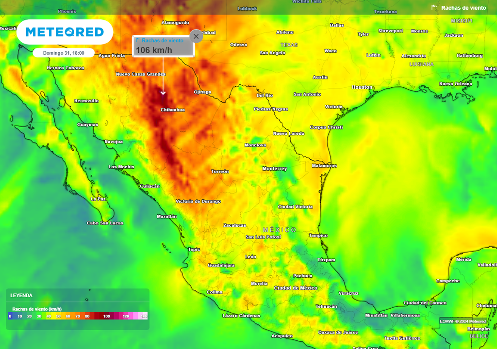 Ráfagas de viento en km/h Ráfagas de viento en km/h