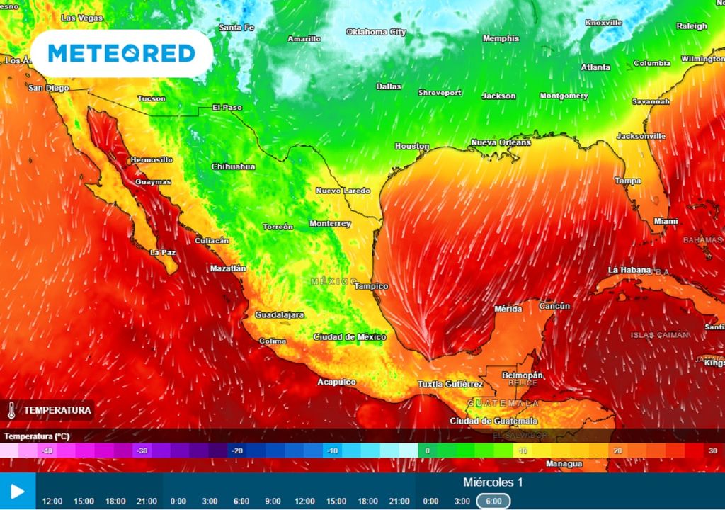 Modelo ECMWF - temperaturas en °C