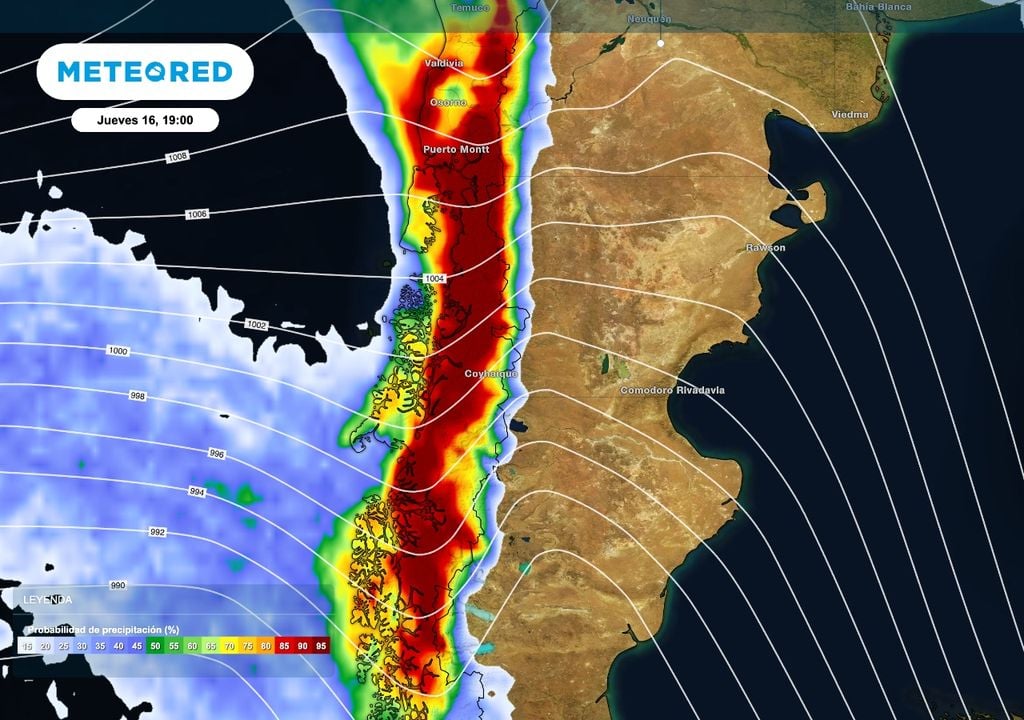 Las precipitaciones estarán concentradas muy sobre la cordillera y especialmente sobre territorio chileno este jueves.