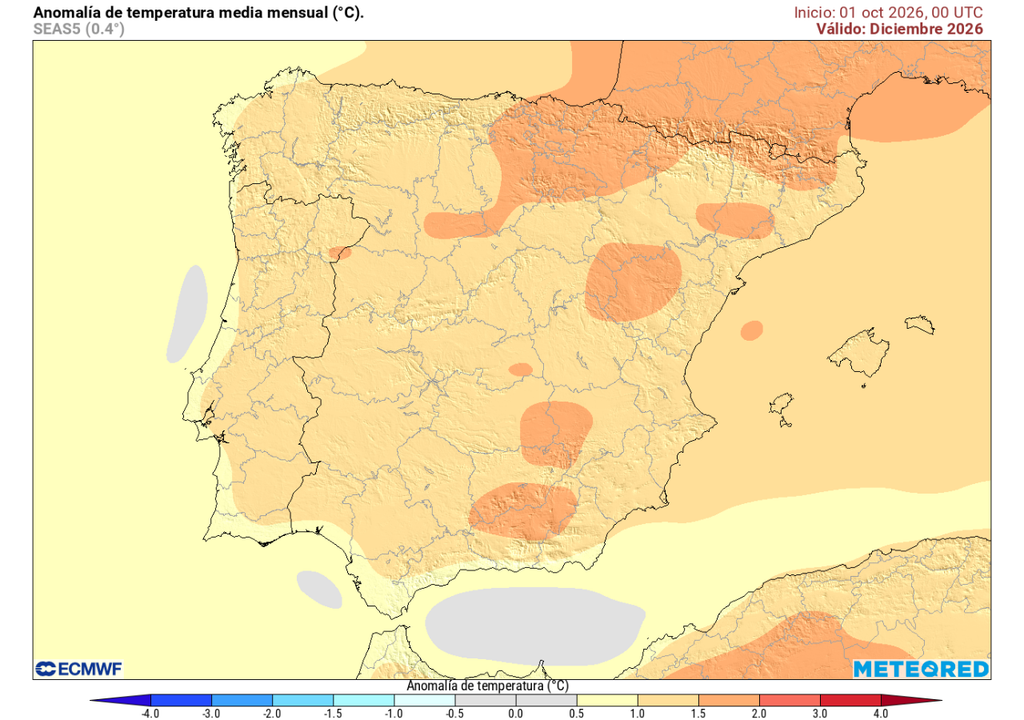 Las temperaturas se mantendrán por encima de la media en el inicio del invierno meteorológico según las tendencias actuales del modelo Europeo.