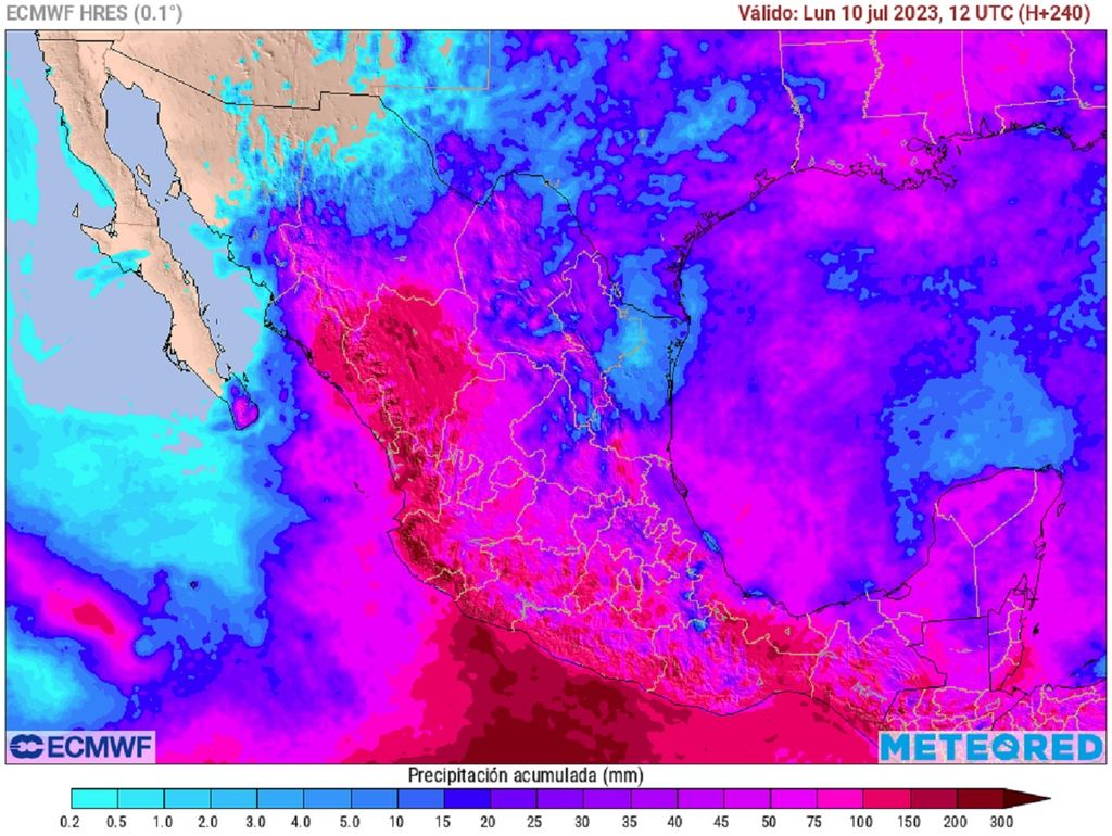 Modelo ECMFW - Acumulado de lluvias en 10 días Modelo ECMFW - Acumulado de lluvias en 10 días