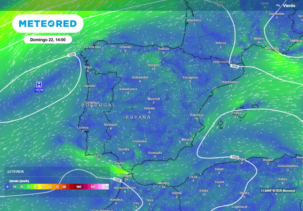 El domingo, día de la Crida, los vientos serán muy débiles en casi toda la Península, activándose las brisas a partir del mediodía en València.