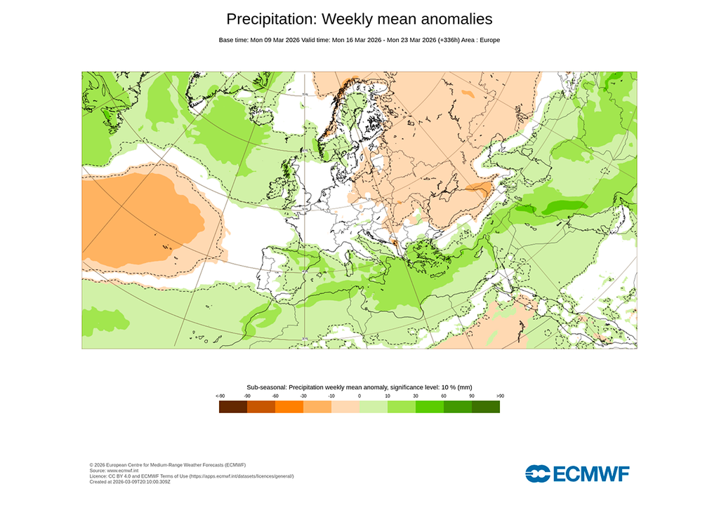 El ECMWF apuesta de momento a por la persistencia de la inestabilidad a mediados de marzo.