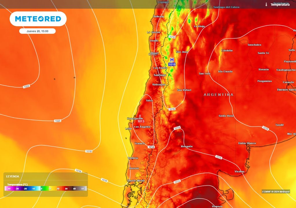 temperaturas previstas por el modelo del ECMWF temperaturas previstas por el modelo del ECMWF