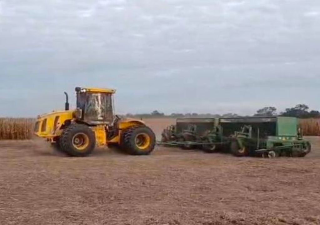 trigo-soja Lote con rastrojo de soja tardía, en pleno proceso de siembra de trigo, en el centro del departamento General Obligado, provincia de Santa Fe. Gentileza: Bolsa de Comercio de Santa Fe.
