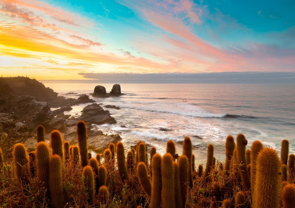 Punta de Lobos es uno de los principales puntos para practicar surf en Pichilemu.