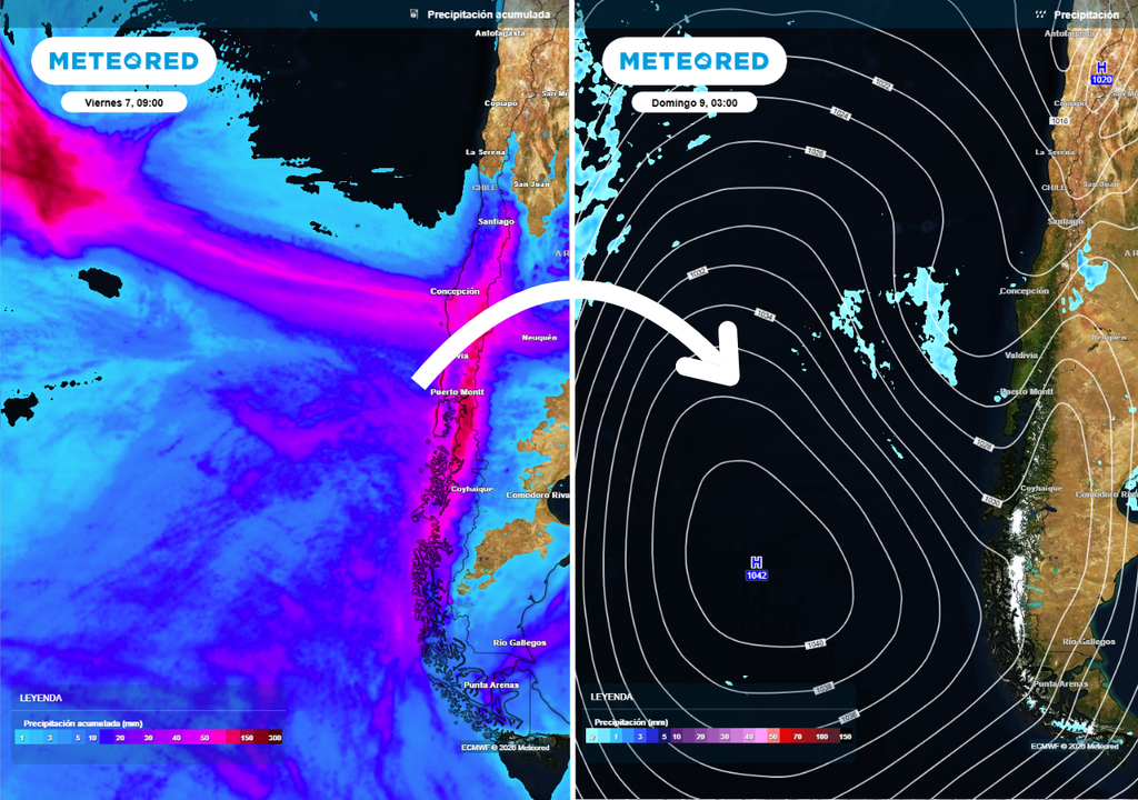 Lluvias acumuladas y centro de alta presión De las lluvias, Chile pasará a las altas presiones y frío intenso. Te contamos cómo estará el tiempo esta semana.?