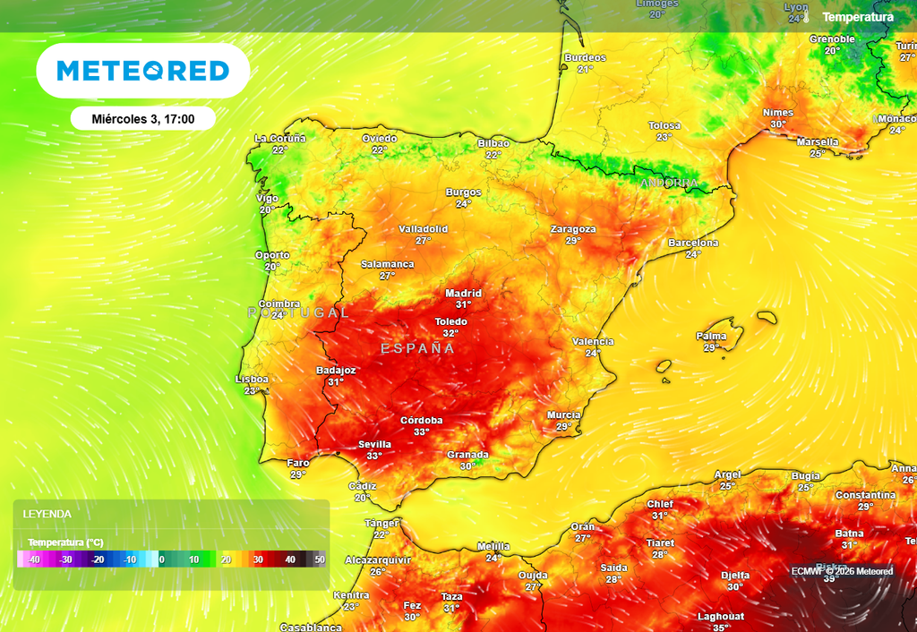 Las temperaturas diurnas previstas para mediados de la semana que viene coinciden en la mayoría de previsiones con valores típicos de esta época del año.