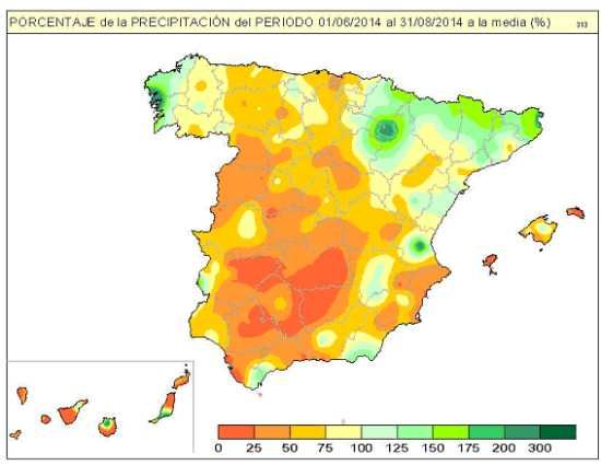 El Verano De 2014, Según Aemet Precipitación verano 2014