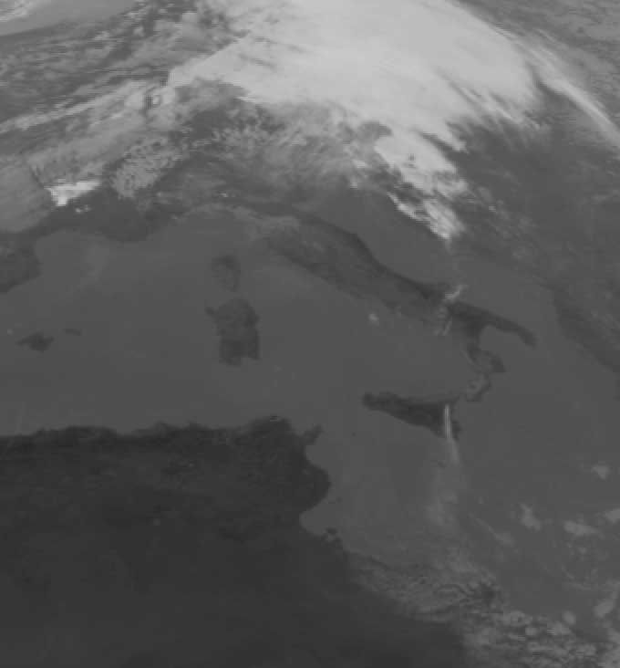 Imágenes Meteosat VIS (superior) e IR (inferior) del 27/Oct/2002 a las 12:00UTC